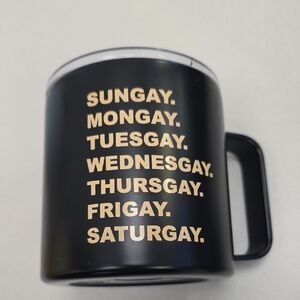 Black Gold Lettering Travel Mug - Weekday Design